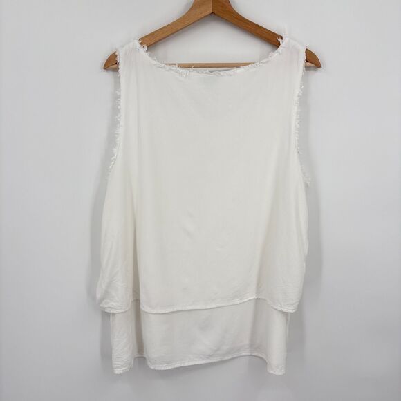 Sundance Women's White Scoop Neck Tiered Tank Top Large - Picture 3 of 11